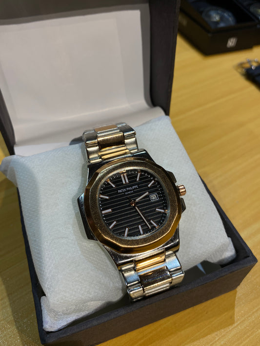 PATEK PHLIPPE GENEVE (GOLD BLACK DIAL) STAINLESS STEEL